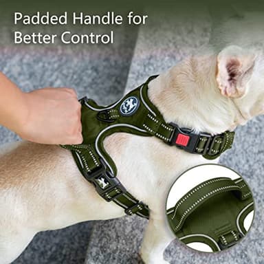 PoyPet No Pull Dog Harness, No Choke Reflective Dog Vest, Adjustable Pet Harnesses with Easy Control Padded Handle for Small Medium Large Dogs(Military Green,XS) - Image 4