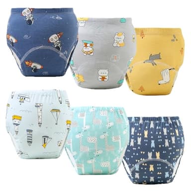 Upairy Training Pants for Boys Girls,Potty Training Pants Girls and Boys,Up Airy Potty Pants for Toddler,Soft Absorbent & Leak-Proof with Characters, 100% Cotton Washable (6PCS,L) - Image 1