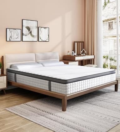 elitspace Queen Mattresses, 10 Inch Queen Size Mattress, Medium Firm Feel Memory Foam & Individual Pocket Springs, Pressure Relief & Support, Hybrid Mattress in a Box, CertiPUR-US Certified - Image 2