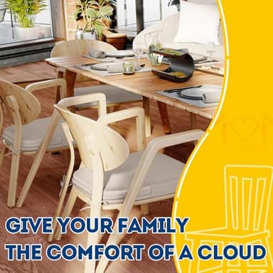 AAAAAcessories D-Shaped Chair Cushions, 2" Thick Dining Chair Pads with Ties and Removable, Machine-Washable Cover, 17" x 16", Set of 6, Oatmeal Beige - Image 6