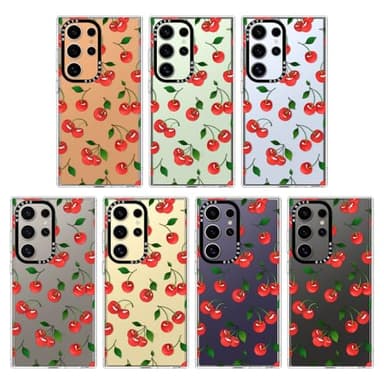 MOSNOVO Case for Samsung Galaxy S24 Ultra, [Buffertech 6.6ft Military-Grade Drop Protection] [Anti Peel Off Tech] Clear TPU Bumper Phone Case Cover Design - Cute Cherry - Image 3