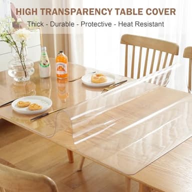 LovePads Clear Desk Mat 30 x 60 Inch, 2mm Thick Clear Table Protector, Waterproof Plastic Table Cover Protector, Vinyl Desk Cover Desk Pad for Desktop, Coffee & Dining Tabletop - Image 2
