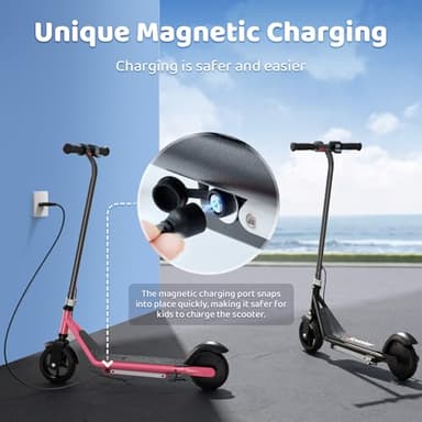 Kids Electric Scooter, 150W Motor, 3/6/10MPH Electric Scooter for Kids Ages 6-12, Double Brake, Magnetic Charging, Pedal Light for Boys/Girls (Black) - Image 4