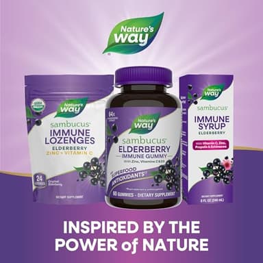Nature’s Way Sambucus Elderberry Gummies, Immune Support Gummies*, Black Elderberry with Vitamin C and Zinc, 60 Gummies - Image 7