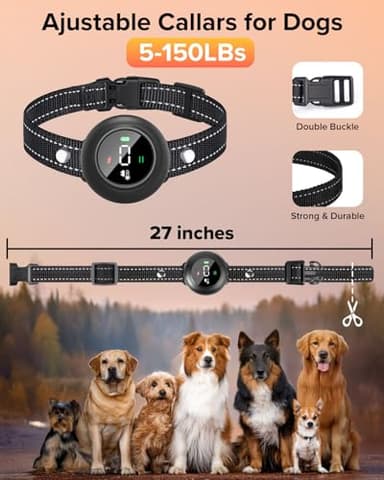 XDX 2-in-1 Dog Shock Collar & Bark Collar – 3300FT Dog Training Collar with Remote, Automatic Anti-Barking, 5 Adjustable Sensitivity Levels, IP67 Waterproof E-Collar for Small Medium Large Dogs - Image 5