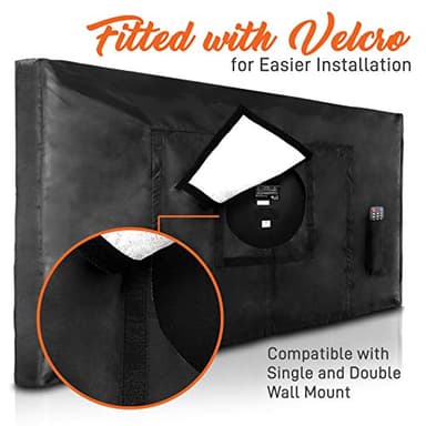 SereneLife Waterproof TV Cover for 40-42 inch TV- Indoor/Outdoor Weatherproof Television with Bottom Cover, Thick Fabric, Dustproof with Remote Control Pocket, Black - Image 3