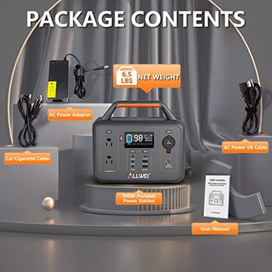 ALLWEI 300W Solar Generator with 100W Solar Panel Included, 280Wh Portable Power Station with AC Outlet USB Port, Solar Powered Battery Generator for Outdoor Camping, Home Backup, Power Outage - Image 9