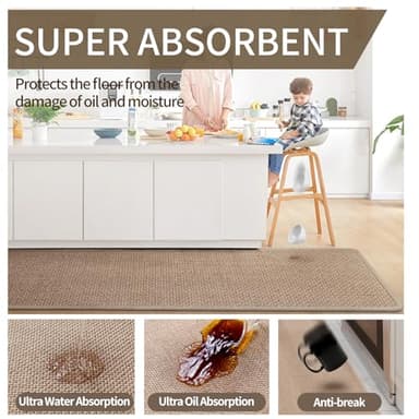 YDKGL Kitchen mats for Floor, Water and Oil Absorbent Runner Rugs for Kitchen, Kitchen Mat in Front of Sink,Non-Slip and Washable Kitchen Rugs,Braided Quick Dry Kitchen Standing Mat 17x47 Brown - Image 7