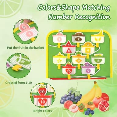 Toddler Busy Board, Farm Busy Book Montessori Toys for 1 2 3 4 Year Old, Sensory Board Preschool Learning Toy Activity Books Birthday for Girls Boys, Travel Toys for Airplane Car - Image 3