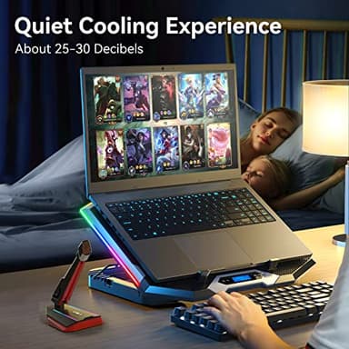 ICE COOREL Gaming Laptop Cooling Pad with 8 Cooling Fans, Laptop Fan Cooler Pad for 15-17.3 Inch, Notebook Cooler Stand with 6 Height Adjustable, RGB Cooling Pad with Two USB Port + Phone Stand - Image 6