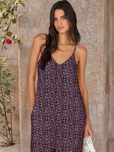 ANRABESS Women Jumpsuits 2025 Casual Sleeveless Spaghetti Strap Boho Wide Leg Rompers Dressy Summer Outfits Vacation Clothes Floral Purple Large - Image 6