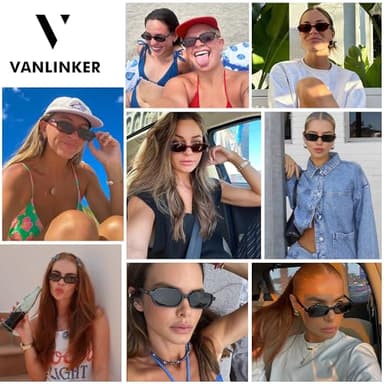 VANLINKER Retro Rectangle Polarized Sunglasses for Women Men Small 90s Style Vintage Trendy Narrow Rectangular Frame VL9813, Tortoise/Red - Image 2