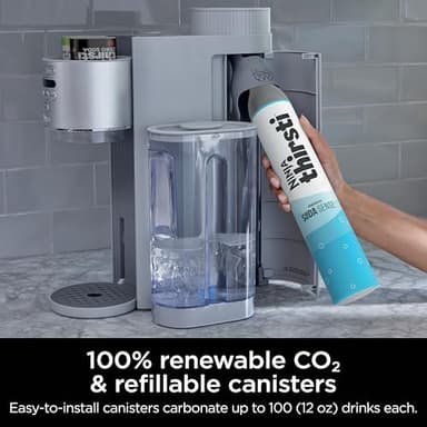Ninja Thirsti Max Custom Hydration System, Soda Maker, Sparkling Water Maker, Custom Still & Sparkling Drinks, Compact Design, With 60L CO₂ Cylinder & Flavored Water Drops, Silver WC2002 - Image 9