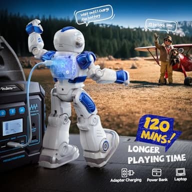 Ruko 6088 Programmable Robot with APP Control, Remote Control, Gesture Sensing Control, Rechargeable Robots Toys for Boys and Girls, Interactive Emoji LED Eyes, QA Games for 3 4 5 6 Years Kids, Blue - Image 7