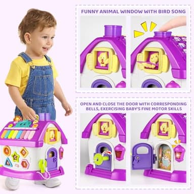 Marstone Toddler Toys for 1 Year Old Girl Gifts: 8 in 1 Multi-Functional Learning Baby Musical House for 1 2 3 Yr Old Girl and Boy Birthday Gifts, Educational Baby Toys 6-12, 12-18 Months - Image 5