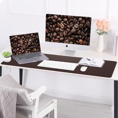 Leather Desk pad Protector, Large Desk mat with Natural Cork & PU Leather,Mouse pad,Non-Slip Office Desk Mat,Waterproof Desk Writing Pad for Office and Home (47in*17in,Coffee) - Image 6