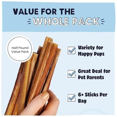 Pawstruck Natural 5-8" Bully Sticks for Dogs - Best Long-Lasting, Rawhide-Free, Low Odor Dental Chew Treat - Healthy Single Ingredient, 100% Real Beef - 8 oz Bag - Packaging May Vary - Image 5