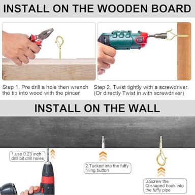 FSAH 48 PCS Q-Hanger Hooks, Screw Hooks for Outdoor String Lights, Safety Buckle Design Cup Eye Hook for Hanging Christmas Lights, Plants, Mounted on Wall Ceiling, Include 1 Wing Nut Driver, Gold - Image 3