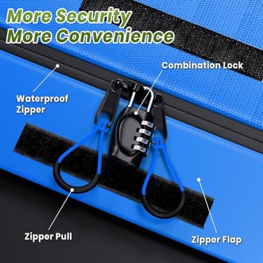APTY 21 Cubic Feet Car Rooftop Cargo Bag Carrier, Soft Roof Top Luggage Bag for All Vechicles with/Without Racks - with Waterproof Zip, Luggage Lock, Anti-Slip Mat, Storage Bag, Door Hooks, Blue - Image 5