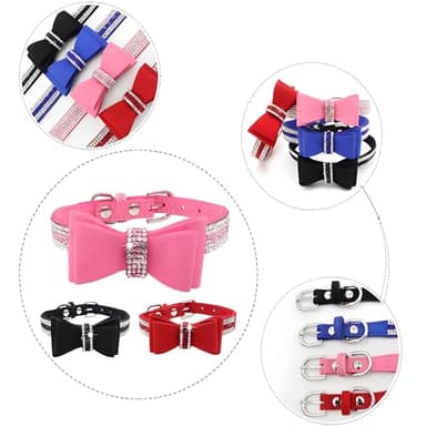 Purple Rhinestone Puppy Collar with Bow, Girl Bling Cat Collars Diamond Female Fancy Sparkly Jewelry Cute Adjustable for XXS XS Small Medium Male Boy Dog Pet Kitten Yorkie, X-Small - Image 4