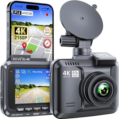 ROVE R2-4K Dash Cam Built-in WiFi 6 GPS Car Dashboard Camera Recorder with UHD 2160P, 2.4" IPS Screen, 150° Wide Angle, WDR, Night Vision - Image 1