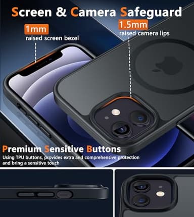 FNTCASE for iPhone 12 Phone Case: for iPhone 12 Pro Magnetic Matte Textured Military Grade Drop Protection Translucent Cell Cover - Slim Durable Shockproof Protective Bumper - Image 6