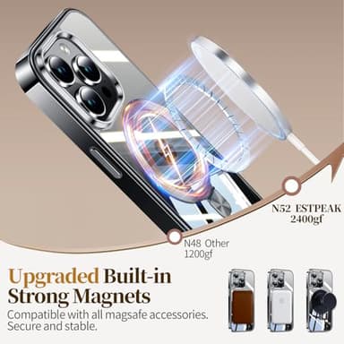 ESTPEAK Titanium Black CD Mag-Stand Case for iPhone 13 Pro Case with Invisible Magnetic Ring, [Fit for MagSafe] [Never Yellowing] Top Clear Phone Case Cover for iPhone 13 Pro 6.1" Men Women - Image 2