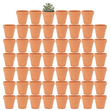 Yishang 2 inch Small Terracotta Pots with Drainage Holes,Mini Clay Ceramic Pottery Planter,Cactus Flower Nursery Terra Cotta Pots,for Indoor/Outdoor Succulent Plants,Crafts,Wedding Favor-54 Pack - Image 1