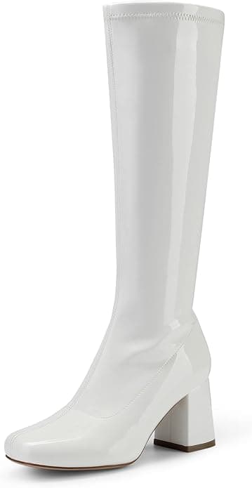 DREAM PAIRS Women's Gogo Boots Square Toe Chunky Wide Calf Knee High Boots For Women - Image 1