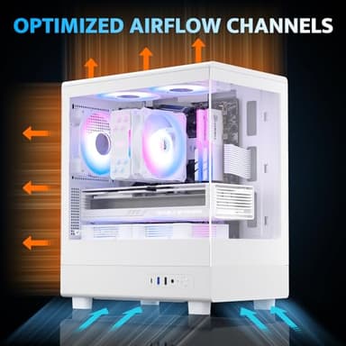 darkFlash Micro ATX PC Case, Pre-Install 3 PWM ARGB Fans Computer Case, Full View Dual Tempered Glass MATX Gaming PC Case, Type C Port, Supports up to 240mm AIO(DB330M) (White) - Image 7