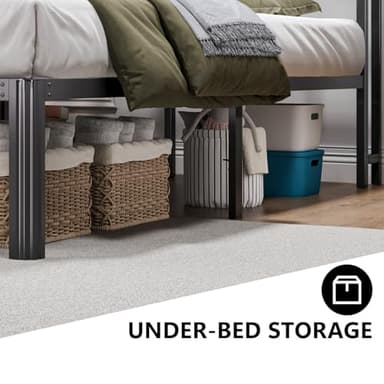 HAVONIZD Full Bed Frame - Storage Headboard with Charging Station & Galaxy Aurora Projector, 14 Inch Sturdy Metal Platform Bed Frame No Box Spring Needed, Easy Assembly, No Noise, Brown - Image 5