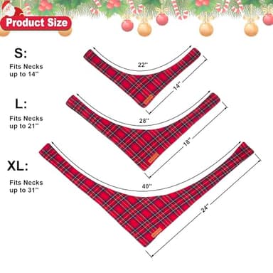 ADOGGYGO Christmas Dog Bandanas 2 Pack, Unique Shape, Premium Cotton Fabric, Multiple Sizes, Stylish Red Green Plaid Pet Christmas Bandanas for Large and Extra Large Dogs (X-Large, Style 2) - Image 4