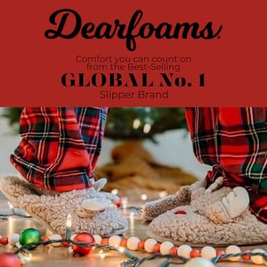 Dearfoams Women's Shay Giftable Holiday Themed Novelty Scuff Slipper, Reindeer, Medium - Image 7