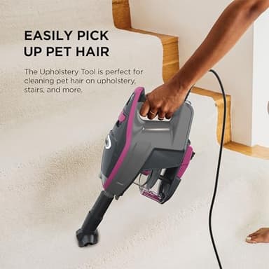 Shark HV371 Rocket Pro DLX Corded Stick, Removable Hand Vacuum, Advanced Swivel Steering, XL Cup, Crevice Tool, Upholstery Tool & Anti-Allergen Dust Brush, Fuchsia, Capacity - Image 5
