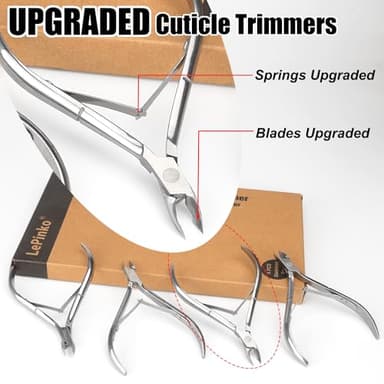 LePinko 4 Packs Upgraded Cuticle Trimmer kit, Sharp Dead Skin Clipper, Labor-saving Cuticula Remover for Fingernail Toenail, Manicure Pedicure Tool for Women Men, 5mm Jaw - Image 3