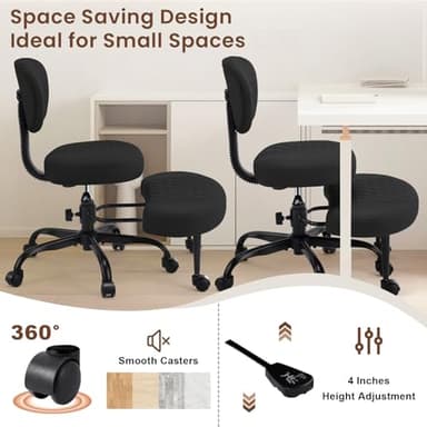 Cross Legged Office Chair with Wheels, Wide Criss Cross Kneeling Home Office Desk Chairs with Back Support, Ergonomic Adjustable Height ADHD Stool with Rotating Footrest for Yoga Meditation - Image 3