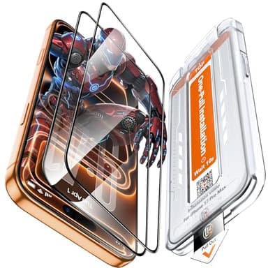 LK 2 Pack for iPhone 17 Pro Max / 16 Pro Max Screen Protector Tempered Glass, Military Grade Shatterproof [Auto Dust-Elimination, 0 Dust & Bubbles] Max Coverge Screen Protector for 17 Pro Max - Image 1