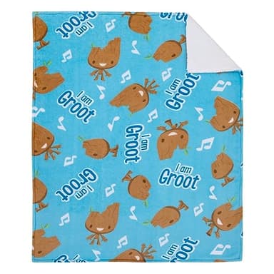 NOJO Marvel I Am Groot Blue and Brown Super Soft Sherpa Baby Blanket - Image 3