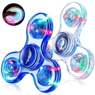Fidget Spinner for Kids 2 Pack, Light up Sensory Fidget Toys Adults Kids 4-8-12 with Autism ADHD, Anxiety Toys Stress Relief Teen Boy Gifts, Glow in The Dark Party Favors Fidgets Classroom Prizes - Image 1
