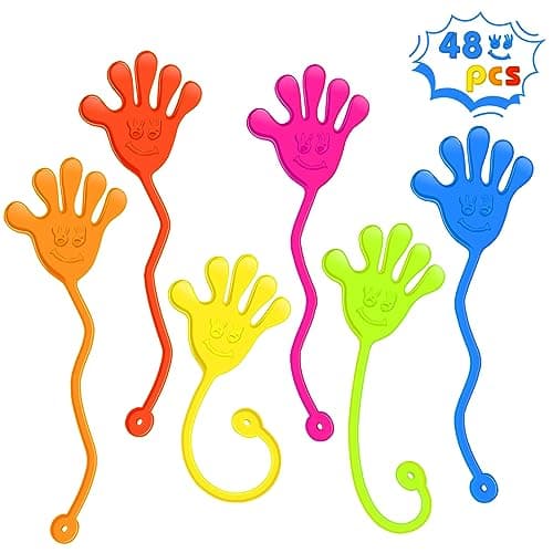Sticky Hands Bulk 48 PCS Party Favors for Kids 4-8 8-12 Stretchy Sticky Hand Toy Halloween Goodie Bag Stuffers Fillers Mini Treasure Box Toys for Classroom Prizes Student Gifts Birthday Party Supplies - Image 1