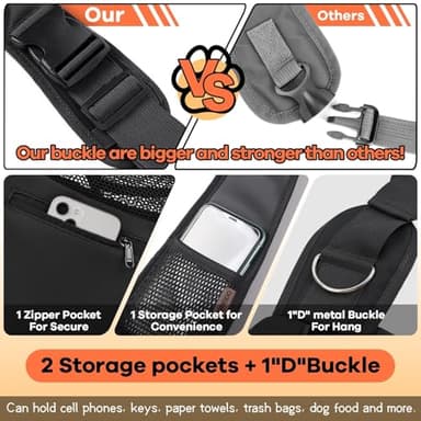 YUDODO Pet Sling Carrier for Small Dogs & Cats – Hands-Free Puppy Carrier with Safety Hook, Large Zipper Pocket, Soft Breathable Mesh, Adjustable Strap & Reflective Strip (Pink 3.0 M) - Image 7