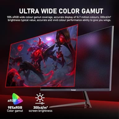Gawfolk 27 inch 2K QHD(2560×1440) PC Screen, 165Hz Gaming Monitor, 1ms Without Bezel, FreeSync,98% sRGB, 178° Wide Viewing Angle, HDMI2.0、DisplayPort, 75 * 75MM Wall Mount Compatible - Black - Image 5