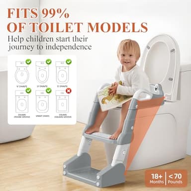 TuckInn Potty Training Seat, Toddler Toilet Seat for Little Boys Girls, Potty Training Toilet with Urinals, Toddler Step Stool Ladder and Splash Guard (Gray) - Image 4
