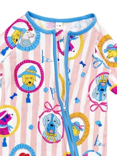 Bow Dream Bamboo Baby Boy Romper Footed Long Sleeve Footies Newborn Girl Clothes Footless with Zipper and Mitten Cuffs Car Dog 18-24M - Image 3