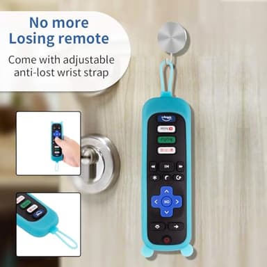 2 Pack Cute Roku Remote Cover - Silicone Protective Case for Roku TV TCL - Anti Slip Remote Sleeve Glow in The Dark (Glow Green + Glow Blue) - Image 6