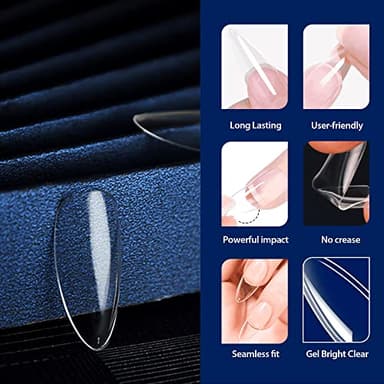 UNA GELLA Almond Fake Gel Nail Tips, 216pcs Medium Almond Pre Shaped Nails Tips for Long-Lasting Acrylic Nails, Perfect for DIY At Home French Style Nail Salon 12 Sizes - Image 4