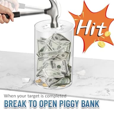hizgo Adults Piggy Bank, Clear Piggy Bank for Adults/Kids Must Break to Open, Unopenable Acrylic Savings jar, Size 8" H x 5" Diameter(Medium) - Image 4