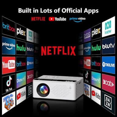 TMY Netflix-Officially-Licensed Mini Movie Projector with WiFi and Bluetooth, Compatible with TV Stick Smartphone/HDMI/USB, Indoor & Outdoor Use - Image 3