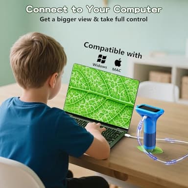 Odatay Microscope for Kids with 12 Slides, 100X-1000X 1080P Digital Handheld Kids Microscope, Mini Portable Pocket Miniscope Science Toys Gifts for 3+ 4 5 6 7 8 9 10 11 12 Year Old Boys Girls, Blue - Image 6