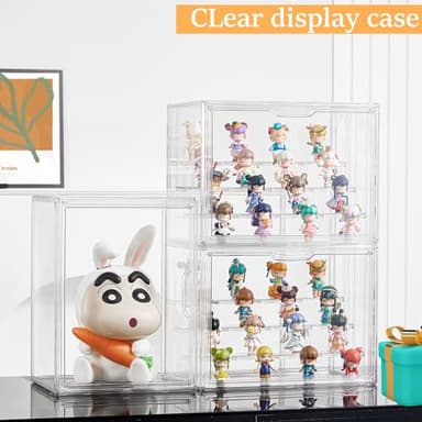 Attelite Acrylic Display Case,Upgrade 4 Tiers Clear Display Case with 3 Adjustable Divider, 2 Pack Stackable Large Storage Box with Magnetic Door for Collectibles Action Figures - Image 7